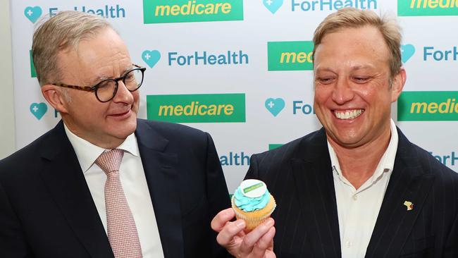 Queensland Premier Steven Miles and Anthony Albanese during a visit to the Murrumba Downs Medical and Dental centre in Brisbane this week. Picture: Tertius Pickard / NCA NewsWire