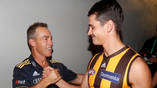 Alastair Clarkson with young gun Ryan Burton. Picture: Getty Images