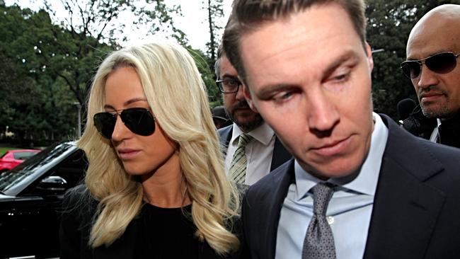 Oliver Curtis and wife Roxy Jacenko during his Supreme Court hearing for insider trading.