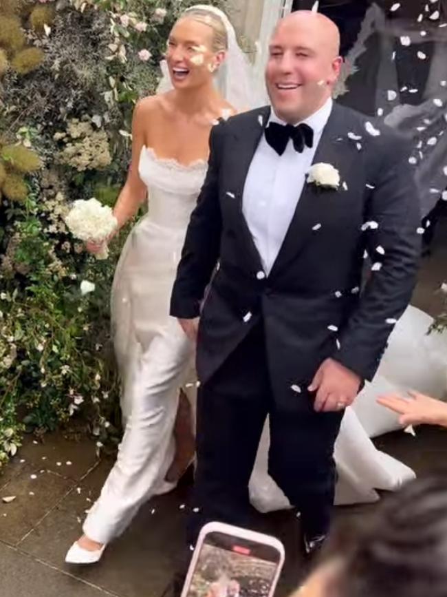 The happy newlyweds leave the church. Picture: Instagram