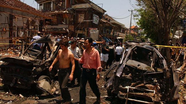 The damage caused by one of the 2002 Bali car bomb explosions.