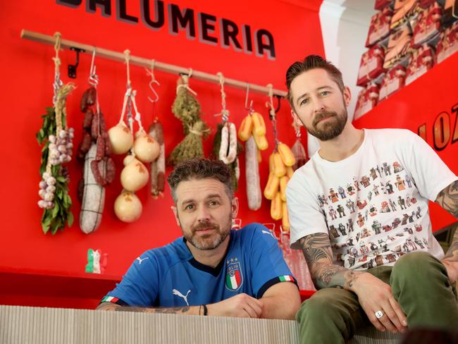 Jock Zonfrillo and Shaun Lau open new Italian bar Mallozzi in East End. 11 December 2018. (AAP Image/Dean Martin)