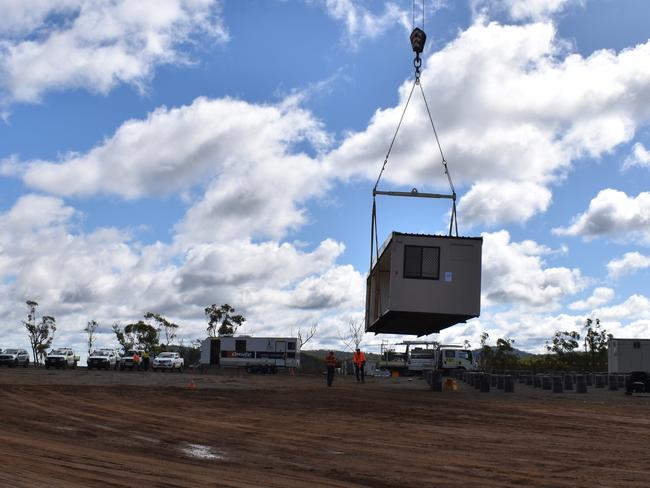 Workers accommodation under construction at the Clarke Creek Wind Farm site.