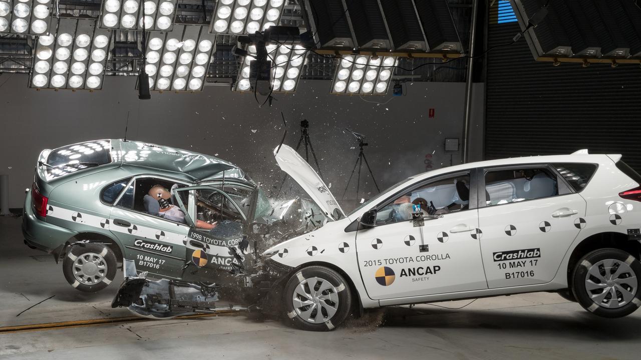 The new road safety advertisement aims to address the myth older cars are stronger in a crash. Picture: Supplied.