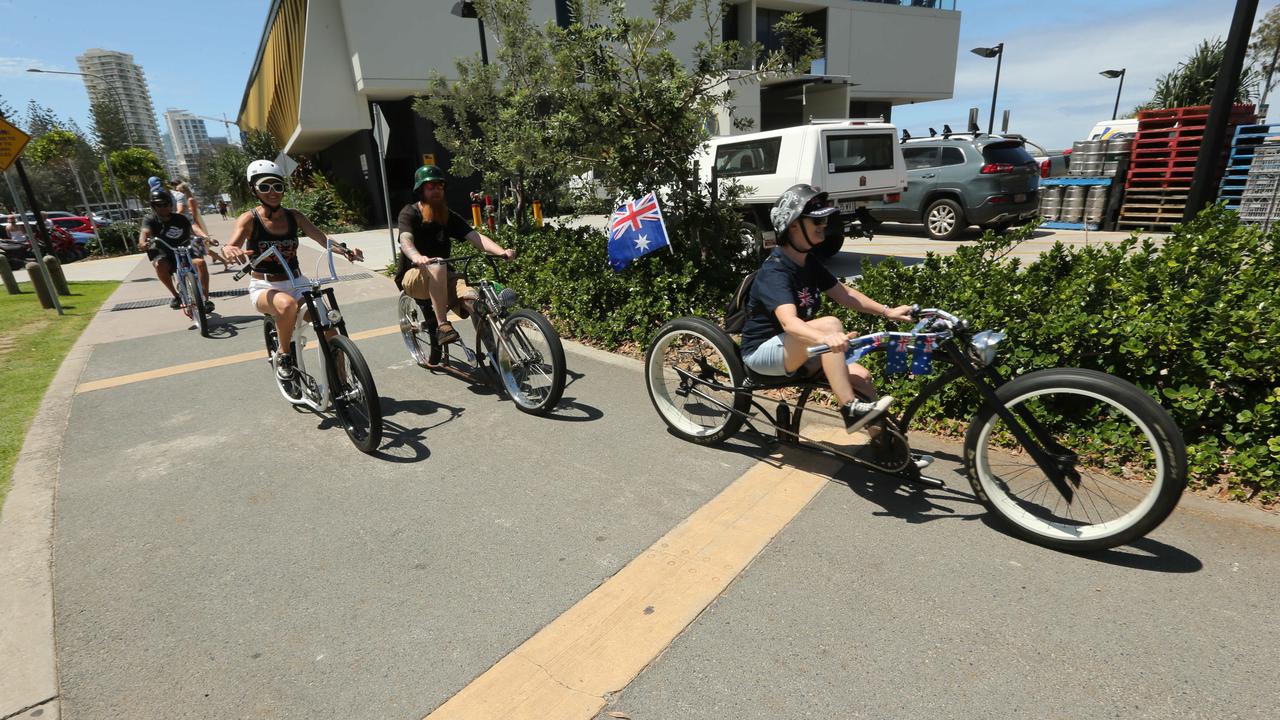 People celebrating Australia Day at Kurrawa Park Broadbeach. Pic Mike Batterham