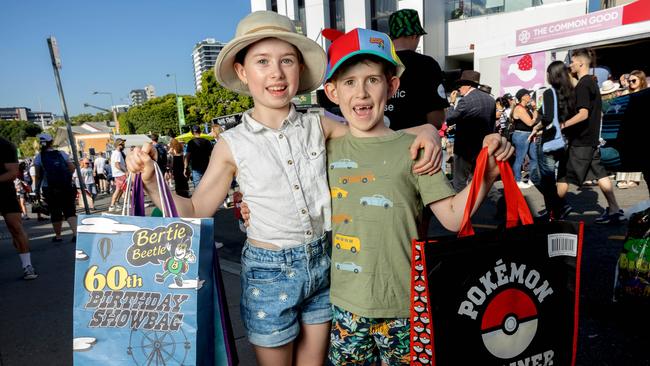 Eden and Huxley Griffin at day three of the Ekka Royal Queensland Show at Brisbane Showgrounds. Picture: Richard Walker