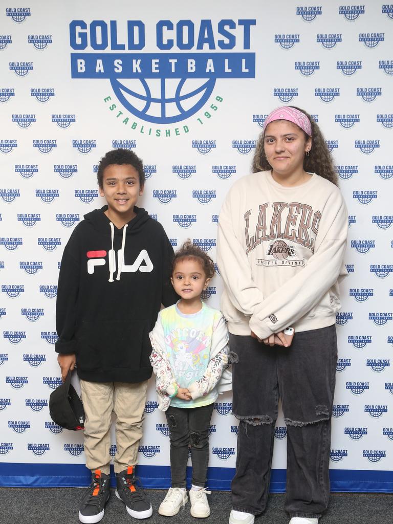 Gold Coast Rollers host the Logan Thunder in the first elimination final of the NBL1 North conference finals. Micaiah, Coco and Shakira Antonie 12 August 2022 Carrara. Picture by Richard Gosling