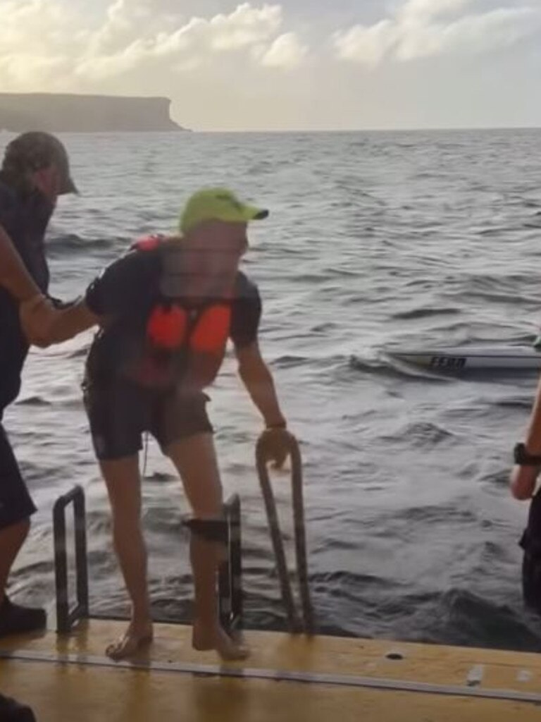 He was later checked over by the crew. Picture: Instagram@manlyobserver