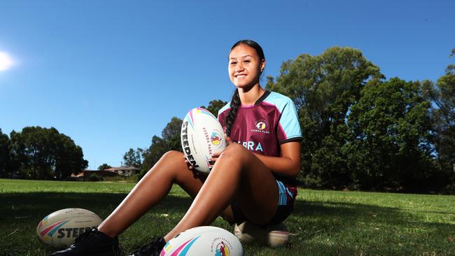 Keebra Girl's Rugby League player Skyla Adams at Keebra Park's Sports Fields. Picture: Jason O'Brien