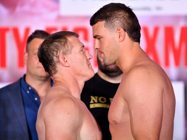 No Limit Boxing- Weigh Ins at Star City   . Paul Gallen and Darcy Lussick Picture: No Limit Boxing/Gregg Porteous