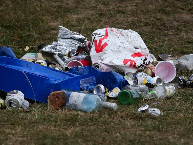 Broken glass among other rubbish polluting the area. Picture: Gaye Gerard