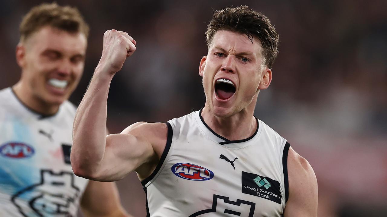 Carlton coach Michael Voss says star midfielder Sam Walsh won’t be held back when he plays his first game for the season against Adelaide on Saturday. Picture: Michael Klein