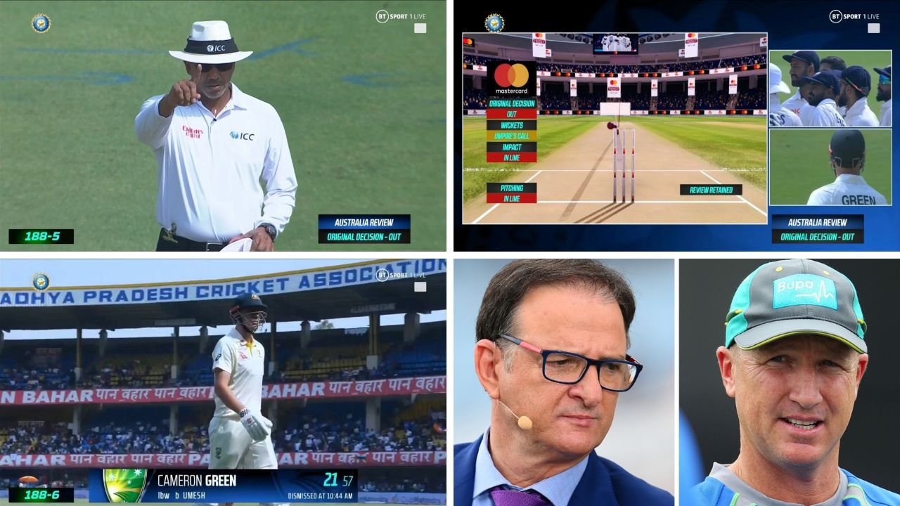 Mark Waugh and Brad Haddin believed Cameron Green was given out because India had no reviews left. Pictures: Fox Cricket