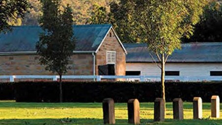 The headstones of some of Widden's influential horses lining the roadway to the stallion complex. Picture: Widden Stud