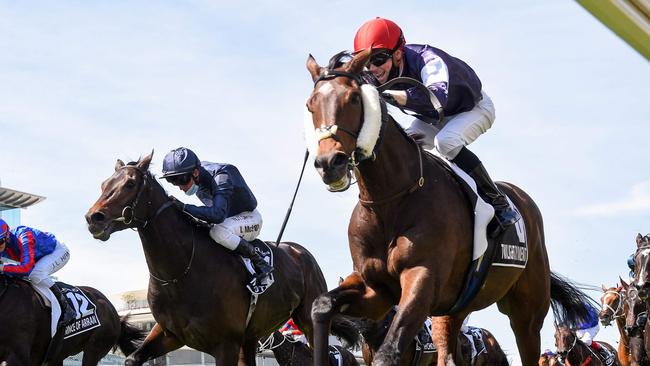 Last year’s Melbourne Cup winner Twilight Payment is set to arrive in Australia in late September. Picture: AFP