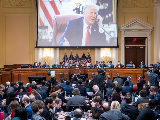 The final hearing of the committee investigating the Capitol riot. Picture: AFP