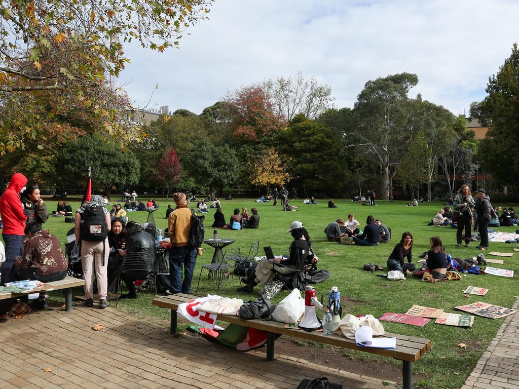 University of Melbourne students gather to protest for Palestine at University of Melbourne. Picture: Jason Edwards