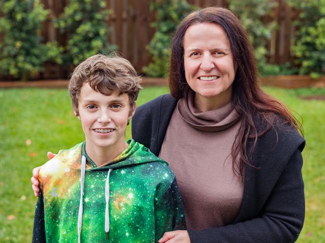 Natalie Lindsay with son Kane, 12. Picture: Meredith Bauer