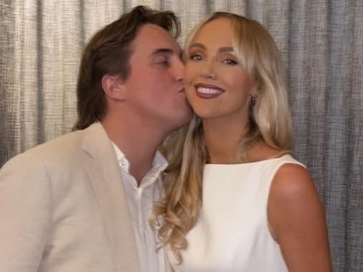 Henry Brayshaw and Annie Knight at the their engagement in Melbourne on May 2, 2025.Picture: Instagram