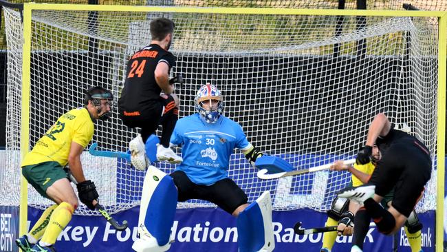 It was a tough day out for Australia and goalkeeper Andrew Charter. Picture: WORLDSPORTPICS