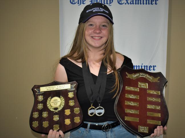 Andrea Thomson was the star of the show at the 2020 Clarence Valley Sports Awards at Grafton District Services Club on Saturday, 14th November, 2020, winning Grafton Shoppingworld's Junior Female Sportsperson of the Year and People's Choice Award. Photo Bill North / The Daily Examiner