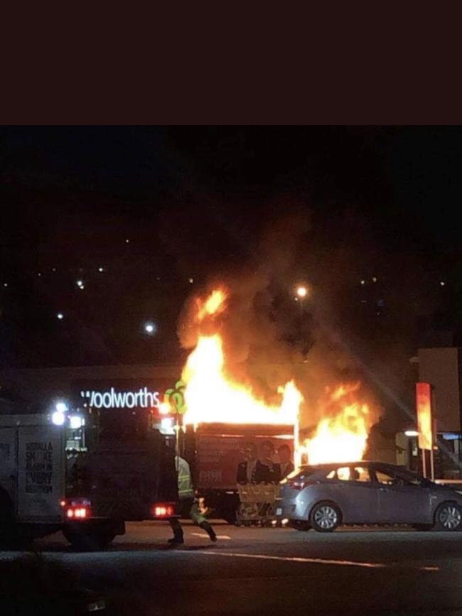 A One Nation candidate's billboard car has been torched at the Shoreline Shopping Centre on Hobart's Eastern Shore. Picture: SUPPLIED