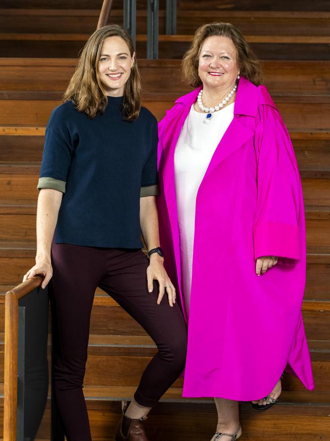 Rinehart (R) with Cate Campbell. Picture: Richard Walker