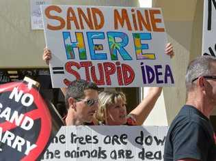 Sand mine opponents attend the Nambour Council Chambers, where the proposed development was rejected. Picture: Warren Lynam