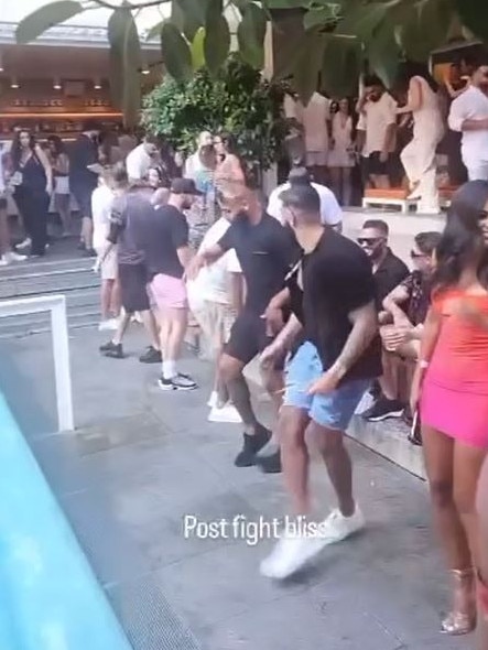 Two men were filmed dancing after the fight. Picture: Facebook