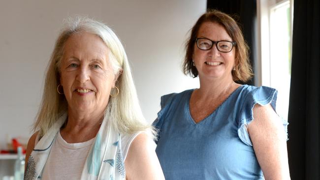 Byron Community Centre president Helen Hamilton and general manager Louise O'Connell. They were among those who gathered at Bangalow Bowling Club on Thursday, December 3, 2020 to tune into the announcement of the NSW Volunteer of the Year Awards winners. Picture: Liana Boss