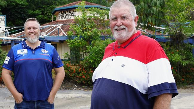 Deputy Mayor Brett Olds and Advance Palm Cove president Robert Van Den Hoven believe the tourism destination needs a makeover. Picture: Brendan Radke