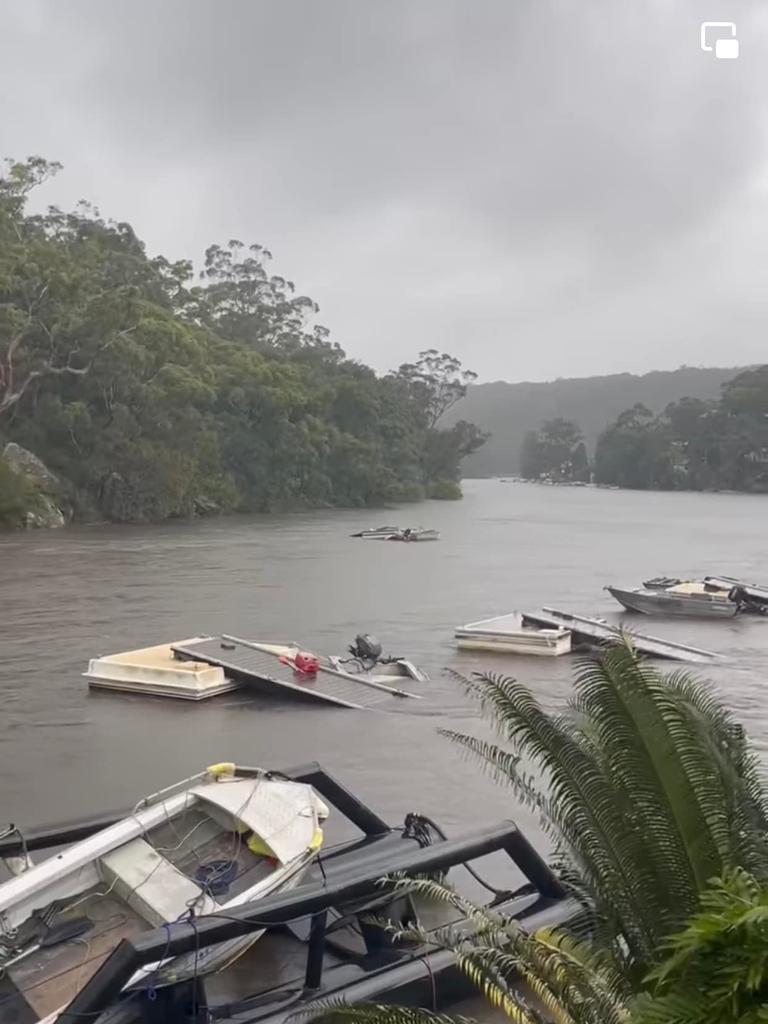 Her property’s kayak platform was also submerged. Picture: Facebook – Sarah McCulloch.