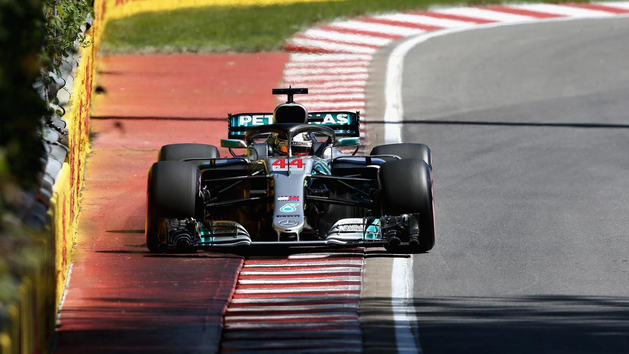 Lewis Hamilton on track during qualifying for the Canadian Formula One Grand Prix at Circuit Gilles Villeneuve.