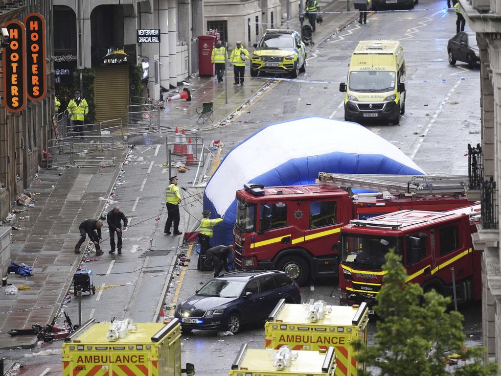 A tent is erected by police at the site of an incident on Water Street near the Liver Building. Picture: Danny Lawson/PA via AP