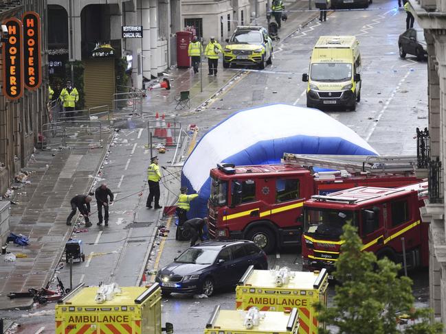 A tent is erected by police at the site of an incident on Water Street near the Liver Building. Picture: Danny Lawson/PA via AP
