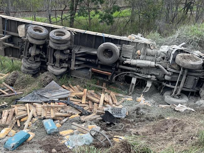 ‘Driver error’ possible cause in horror Bruce Hwy fatal truck rollover