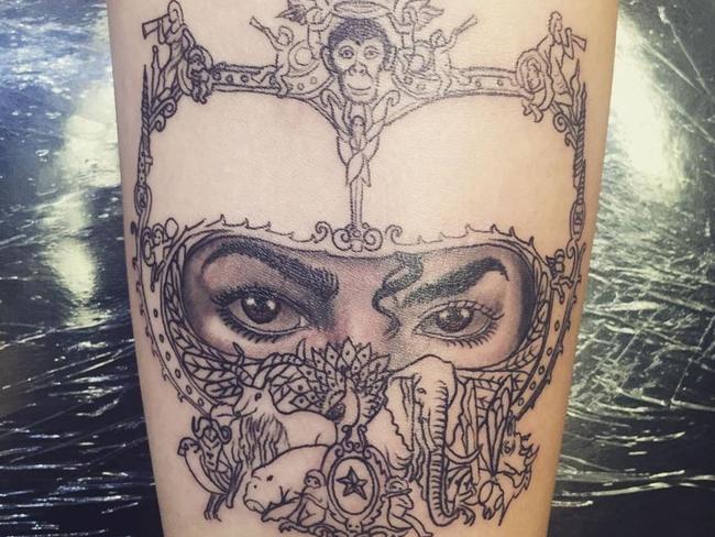 Paris got one of her dad’s album covers tattooed on her arm. Picture: Paris Jackson/Instagram