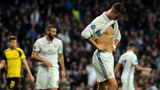 Cristiano Ronaldo of Real Madrid reacts.