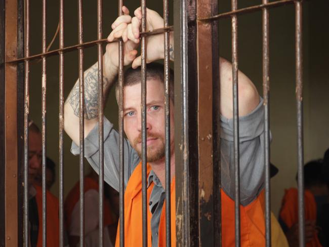 Australian Shaun Edward Davidson inside a Denpasar District Court cell waiting his first trial of using fake identification and over staying in Bali in 2016. Picture: Lukman S. Bintoro