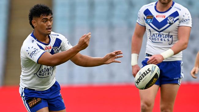 Karl Oloapu in action for the Bulldogs. Picture: NRL Photos