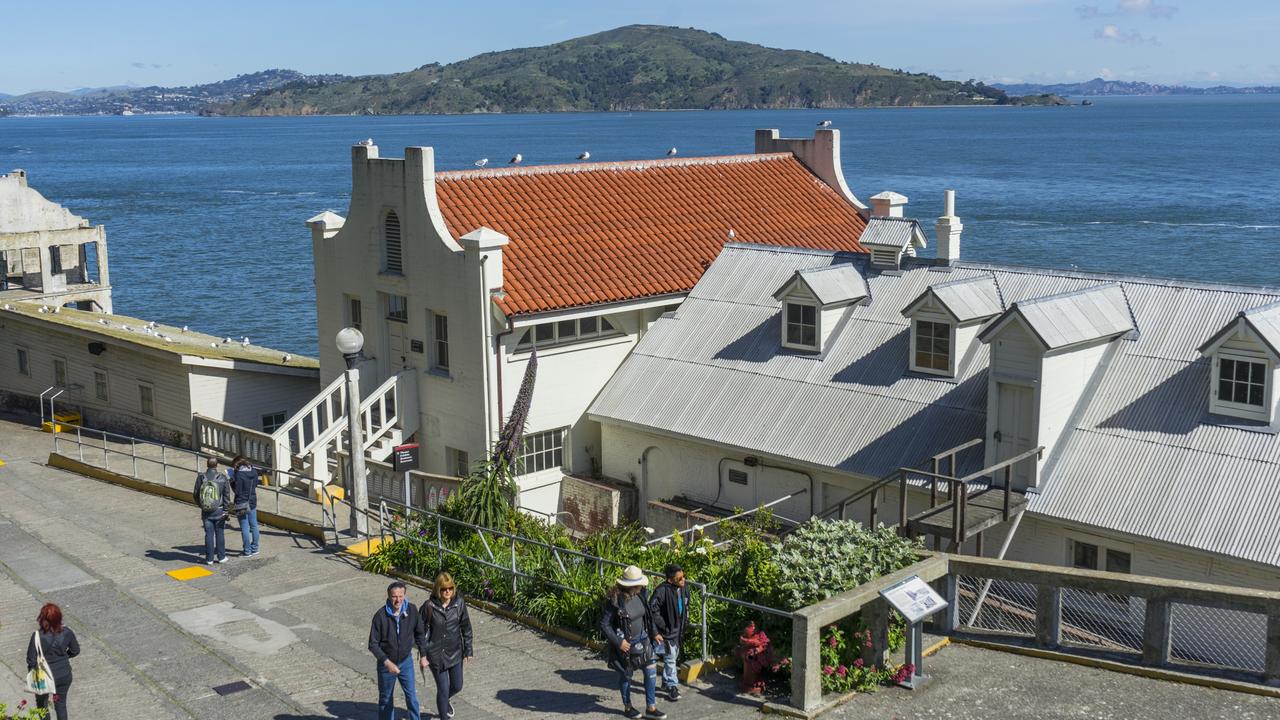 Tourists at the Alcatraz Federal Penitentiary in San Francisco in the US.