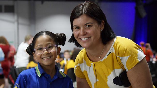 Chief Minister Natasha Fyles meets future stars at the NT Learning commission. Picture: (A)manda Parkinson