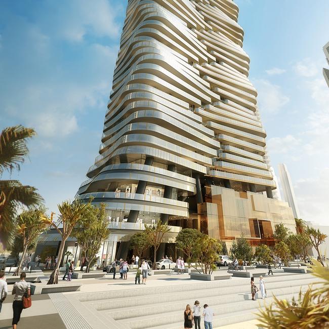 Artist impressions of the $1.2 billion 88-storey tower earmarked for the former Iluka site. Source: Forise Holdings.