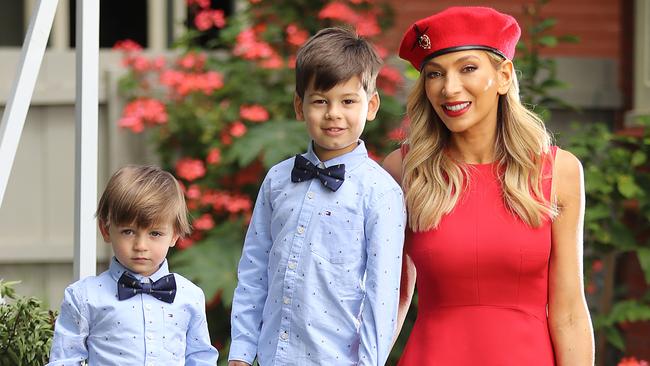 Nadia Bartel and her sons Aston, 4, and Henley, 2. Picture: Alex Coppel