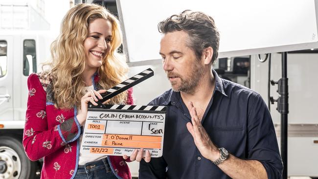 Harriet Dyer and Patrick Brammall on the set of Colin From Accounts. Picture: Darren Leigh Roberts