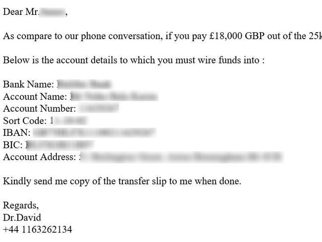 To make the situation more convincing, the scammer had been sending Mr. Dolton images of Freda, allegedly injured and in the hospital, along with copies of her passport to validate her identity.