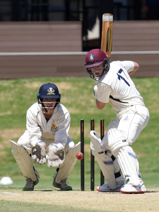 Round 4 of the GPS cricket First XI competition between The Southport School and Toowoomba Grammar. TSS batsman Tom Watts. Picture: Steve Holland