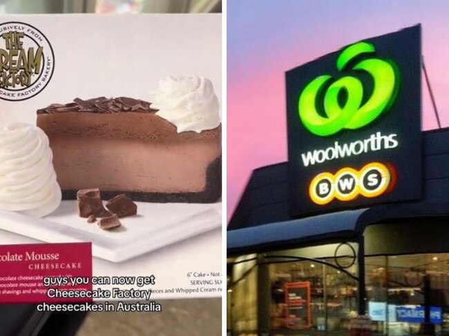 Woolworths stocks cakes from The Cheesecake Factory. Picture: Supplied/TikTok