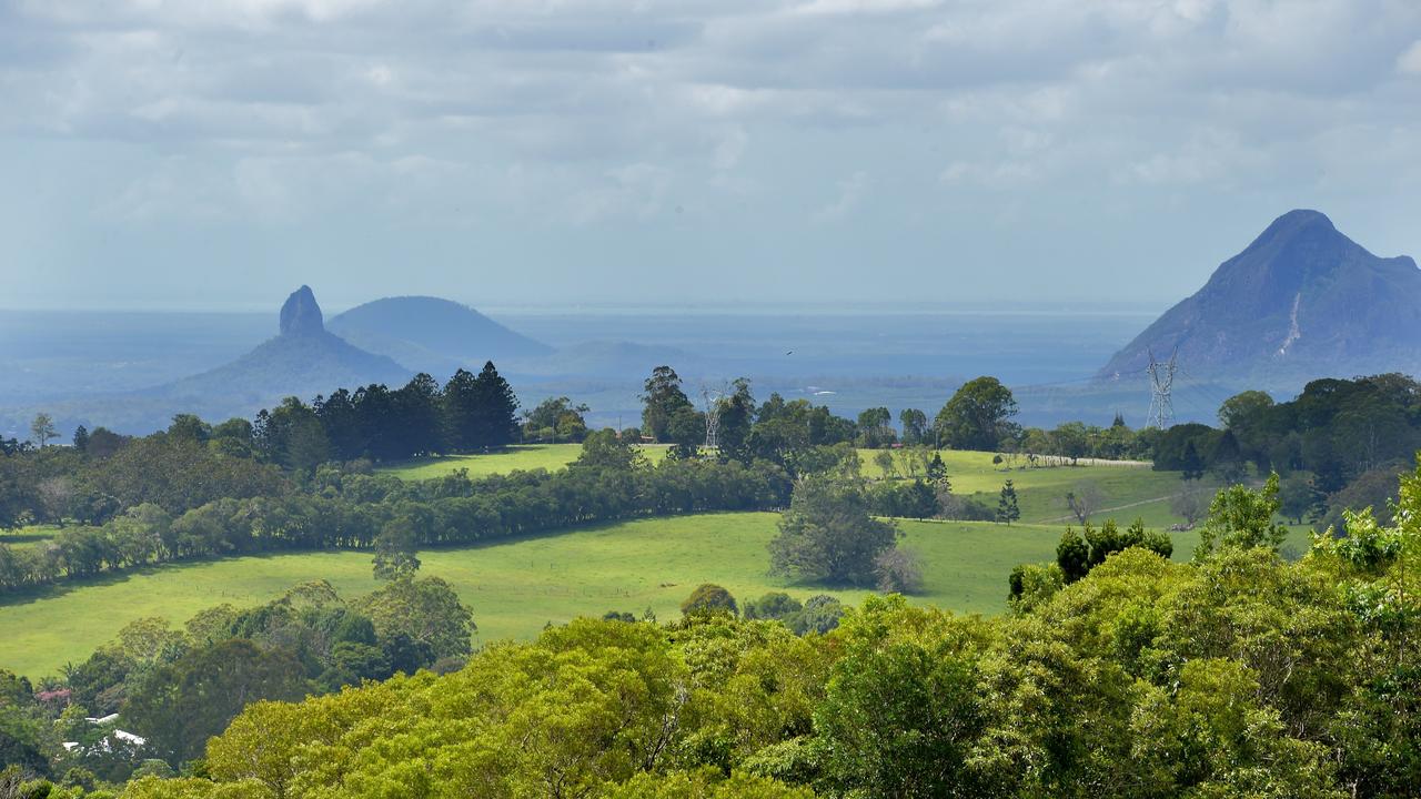 Good Morning Maleny. View of the Glass House Mountains from Maleny.