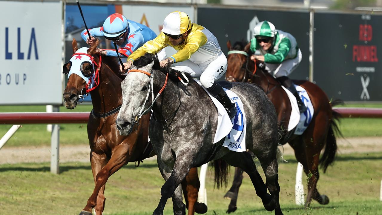 Briasa produced a gallant performance to win the Group 2 The Hunter at Newcastle. Picture: Getty Images